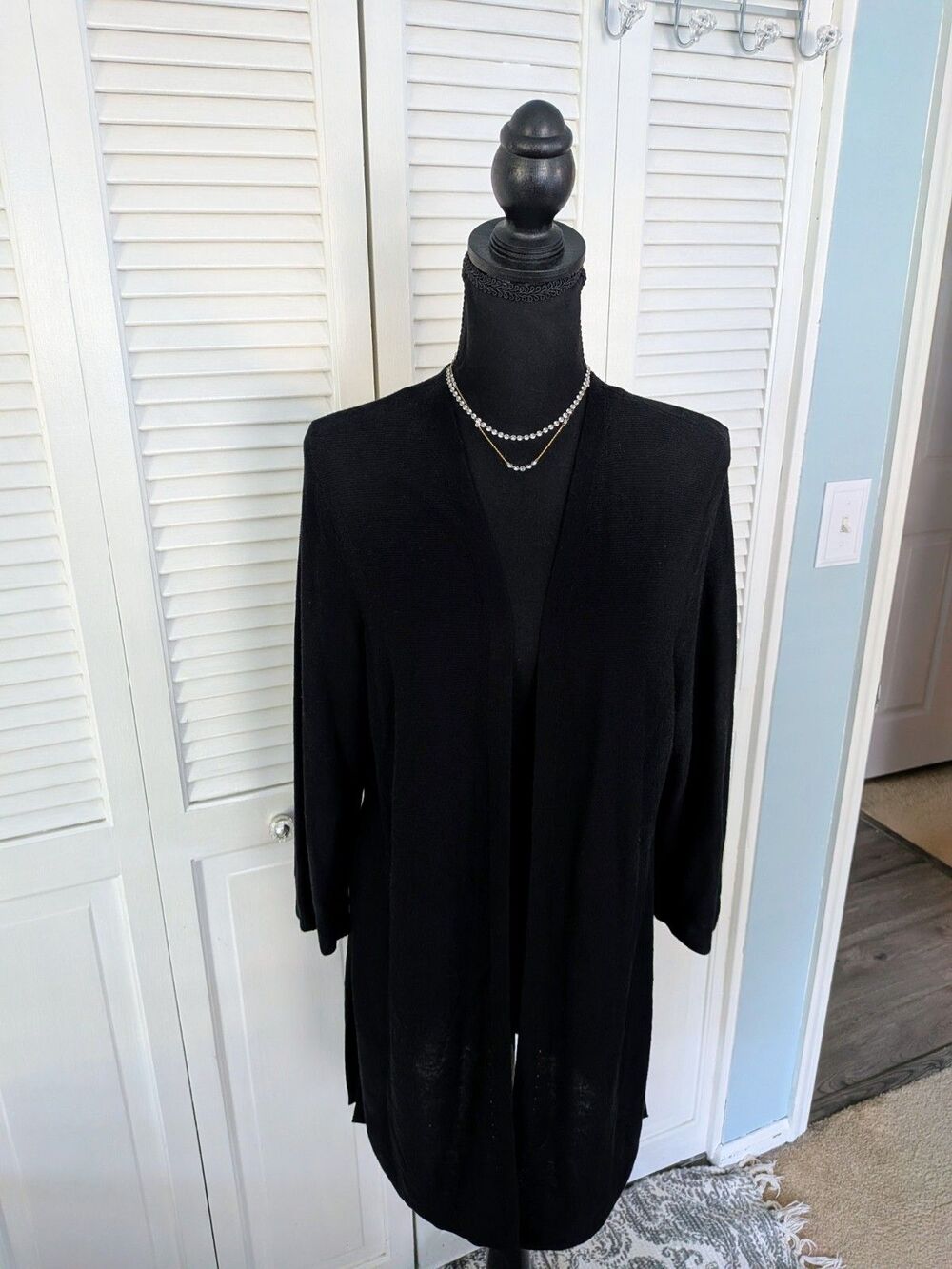 Talbots Topper Duster Cardigan Women's XLp Black Jersey Jacket Classic Normcore